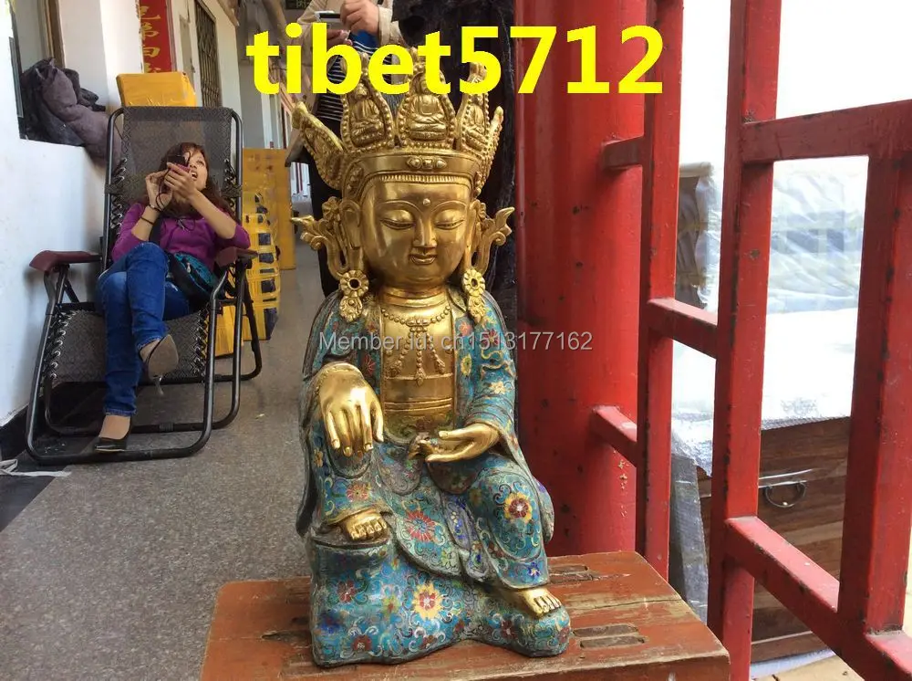 

40 cm tall Tibet Nepal Buddhist bronze cloisonne shakyamuni buddha statue Garden Decoration Bronze Finish Buddha Healing Statue