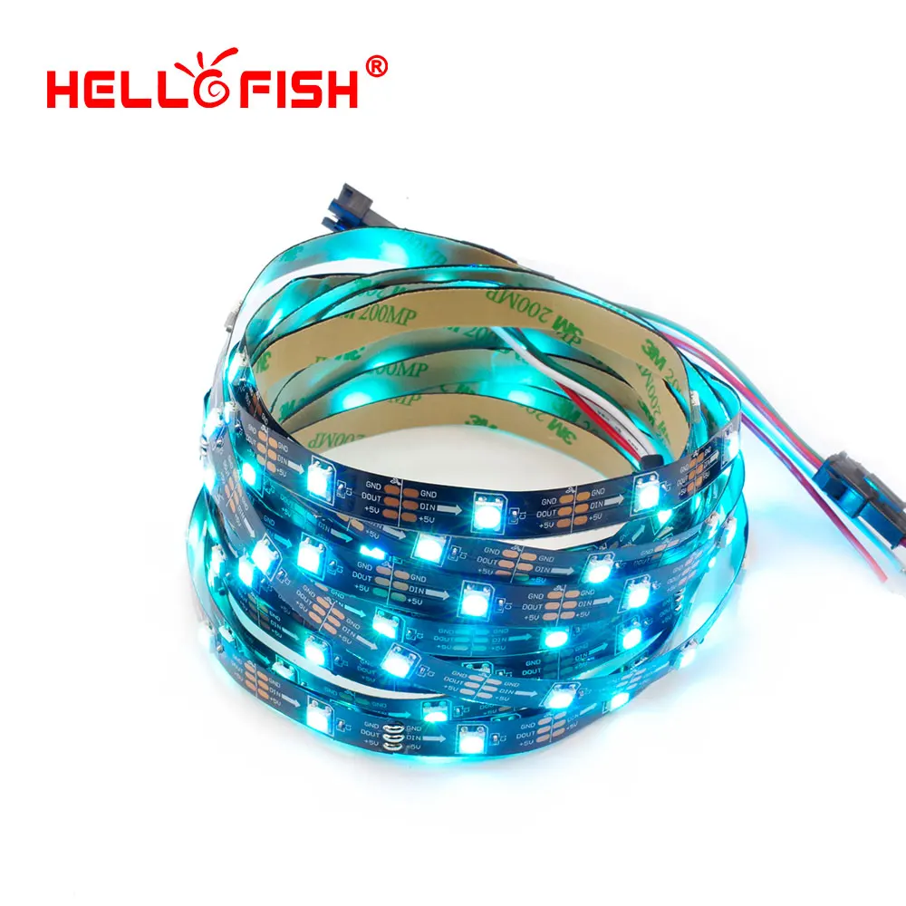 Hello Рыбы 5 В 1 м встроенный WS2812B полный Цвет Светодиодные ленты 30 светодиодный