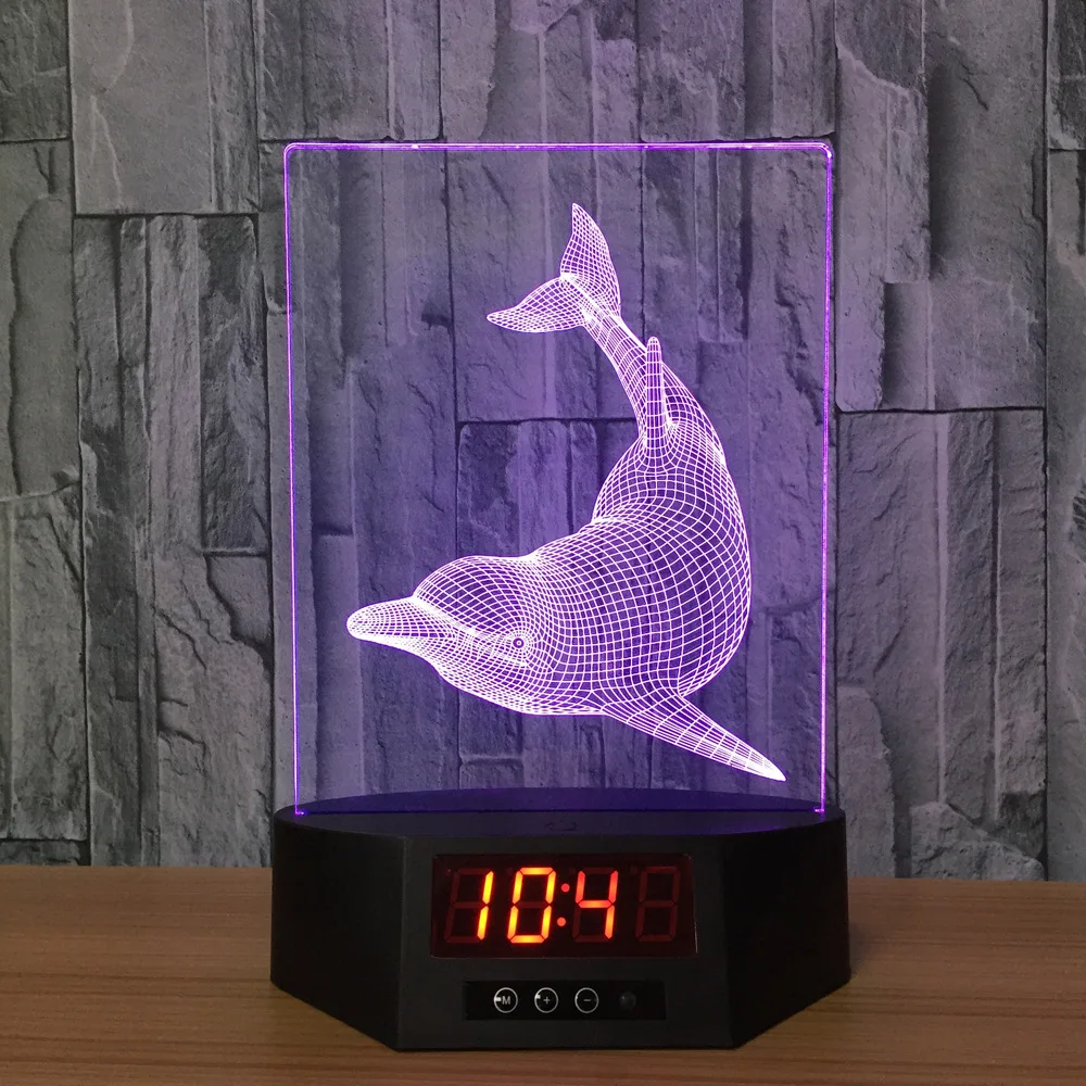 Акриловый 3D ночник с изображением дельфинов светодиодный Календарь настольная
