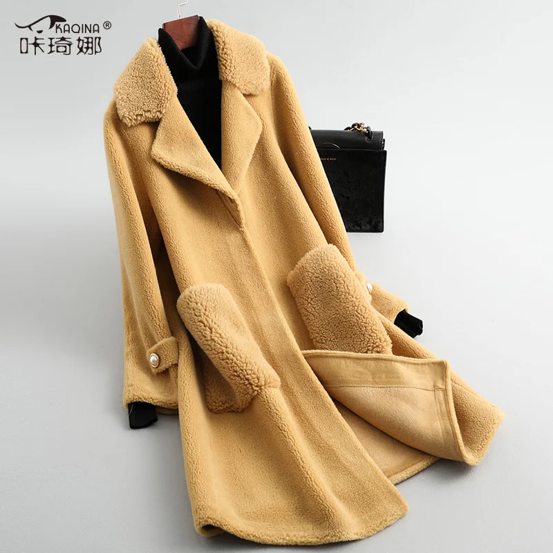 yellow Женское пальто с натуральным мехом, шерсть, пальто, зимняя куртка, женская одежда,, Корейская овчина, мех, замша, подкладка, куртки MY3225 - Цвет: yellow