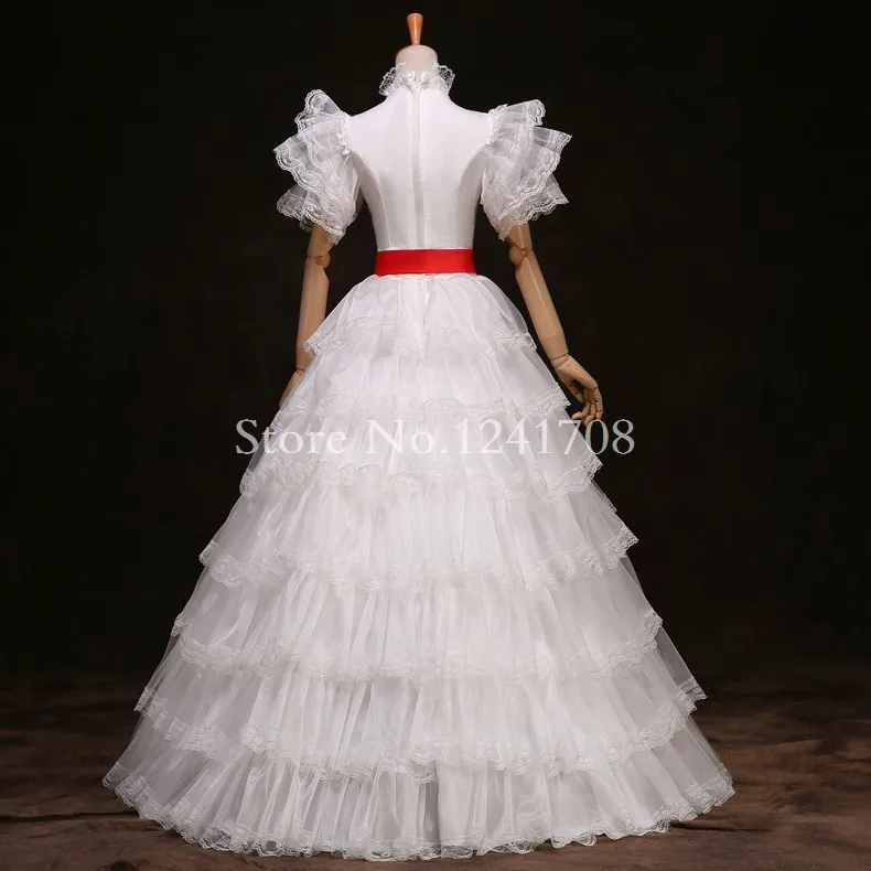 Бело голубое многослойное платье принцессы в стиле рококо барокко Мари