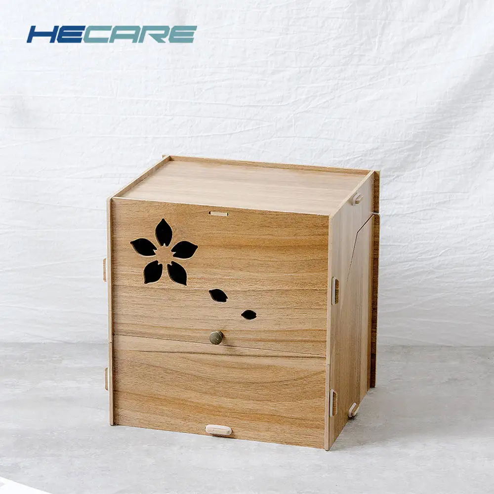 Walnut HECARE деревянный Органайзер с зеркалом для дома, спальни, простой органайзер для макияжа, коробка для хранения, настольный экологичный чехол, новинка - Цвет: Walnut