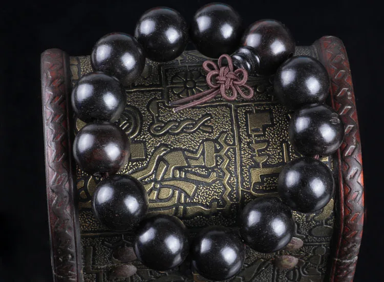 Браслет из натурального черного сандалового дерева в этническом стиле 12 15 18 20 мм браслет с объемными