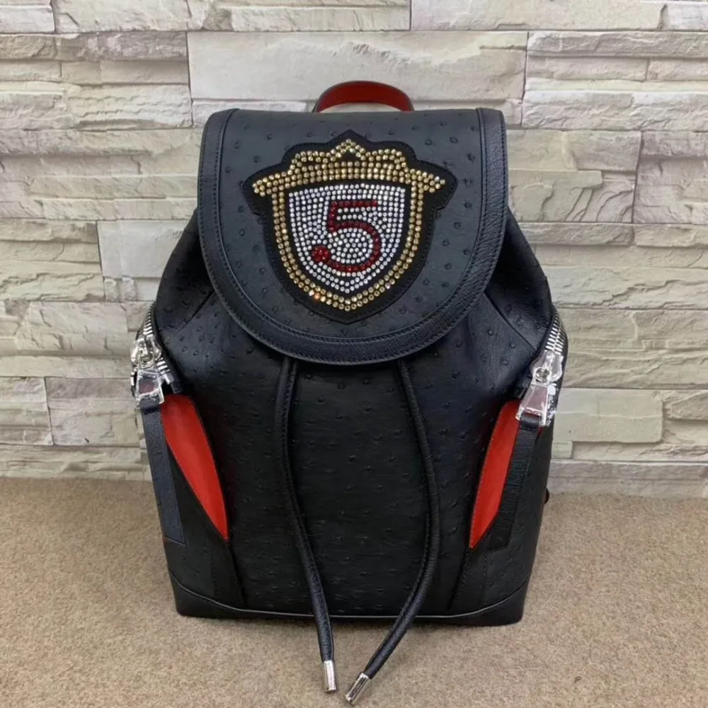 100% настоящий ежедневный рюкзак из натуральной кожи страуса модная популярная