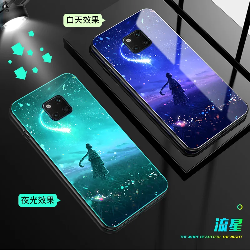 10 YueTuo светящийся чехол из закаленного стекла для huawei mate 20 pro lite 20x mate20x mate20 mate20pro 20pro Роскошный Жесткий Чехол для задней панели телефона - Цвет: 10