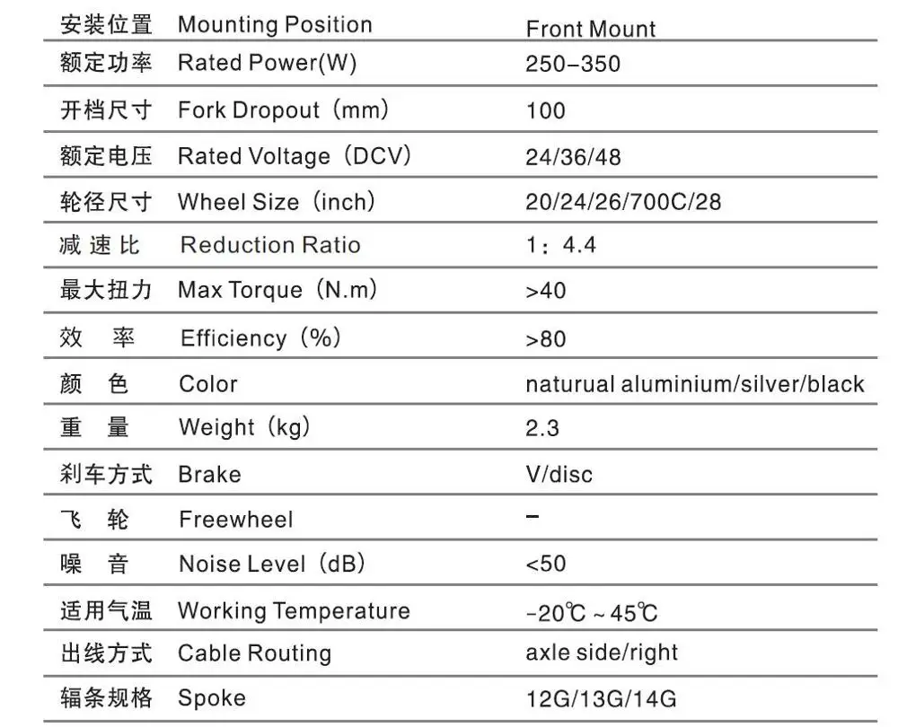 24v36v48v 250w350w BLDC Gear Motor Front Driven v Brake/Disc Brake For Electric Bike 16inch-28inch MTB Scooter Conversion Part on - Электродвигатель BLDC переднего привода с передним/задним тормозом для электровелосипедов, конверсионная часть для MTB/само