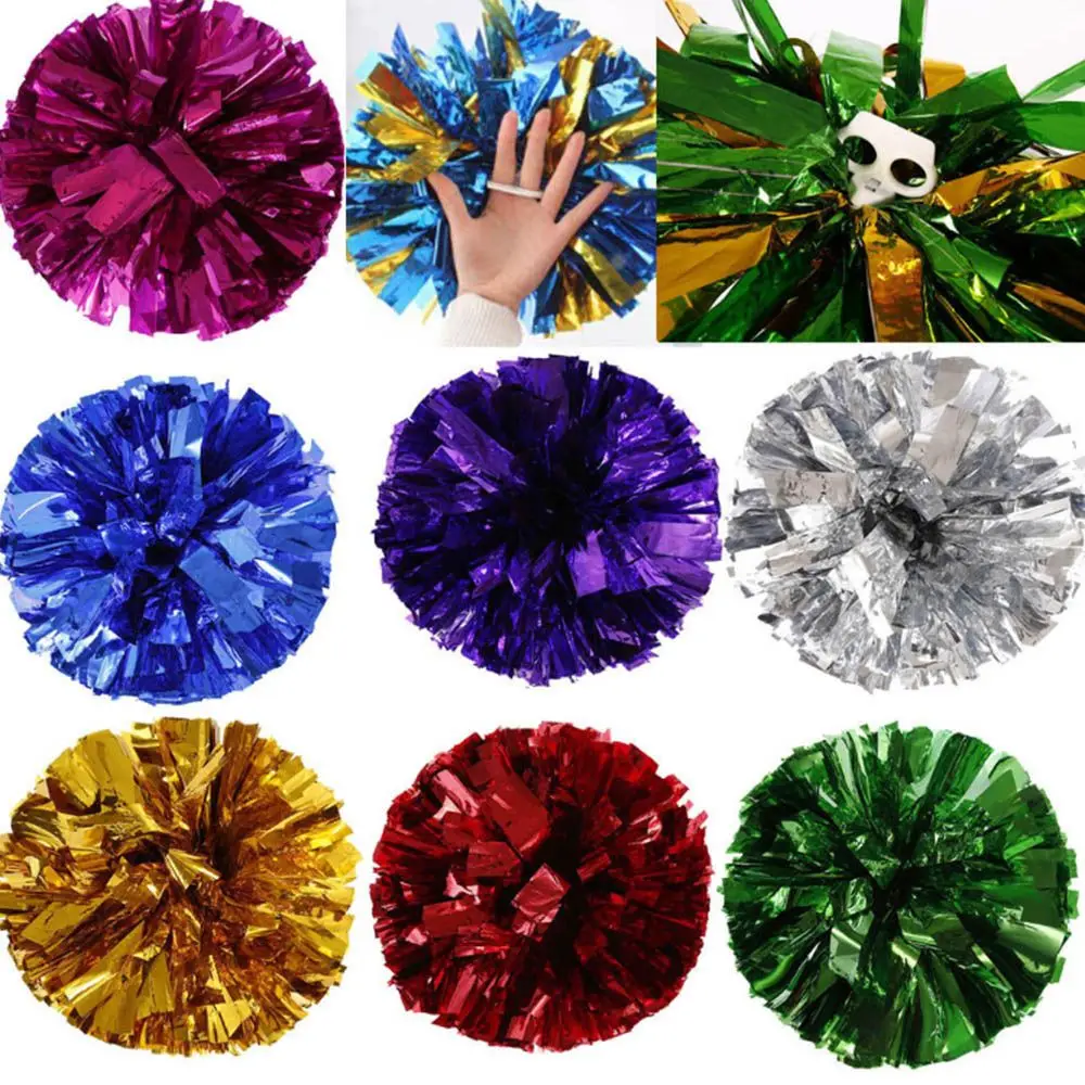 Для соревнований Чирлидинг Pom Poms цветочный шар металлическая фольга и пластиковое кольцо ручные принадлежности для занятий танцами вечерние товары