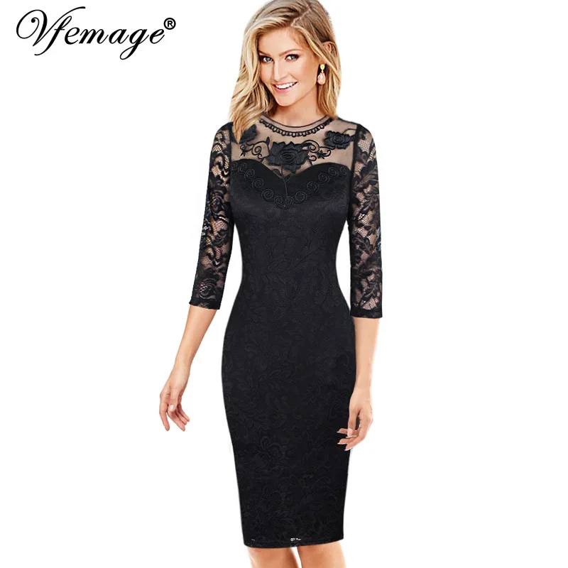 Женский vfemage элегантный вышитые цветочные Сексуальная See Through сетки кружево