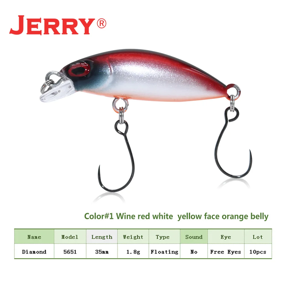 35mm Wine red white Jerry 1 шт. 35 мм 1,8 Г площадь потока Форель Приманка-вобла Сверхлегкий микро гольян рок рыболовные приманки искусственные приманки - Цвет: 35mm Wine red white