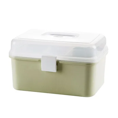 Matcha green Пластиковая двухслойная семейная большая аптечка, домашняя портативная медицинская коробка для хранения лекарств - Цвет: Matcha green