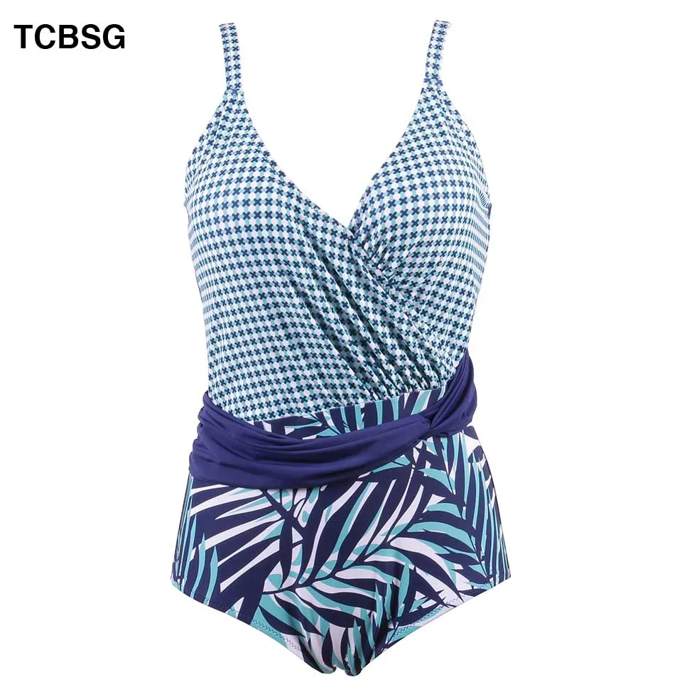 TCBSG 2019 New One Piece Swimsuit Women Vintage Bathing Suits Halter Top Plus Size Swimwear Sexy Print Monokini Beach Wear | Спорт и