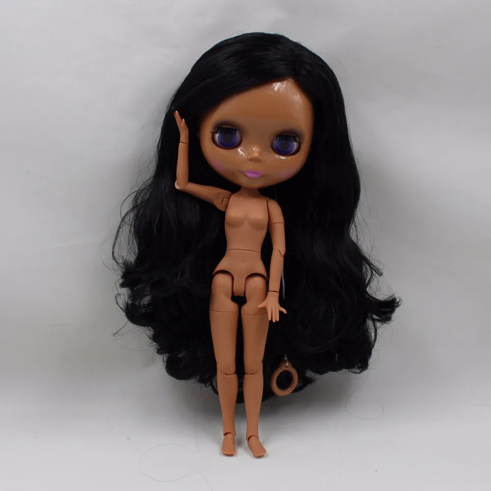 

ICY DBS Blyth doll 1/6 bjd black wavy hair dark skin joint body side parting 30cm toy