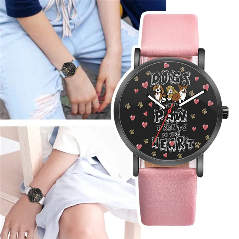 Horloge Dames WOK18302 модные часы с милым рисунком собаки, женские часы в свежем Стиле, популярные женские часы, Relogio Feminino@ 50