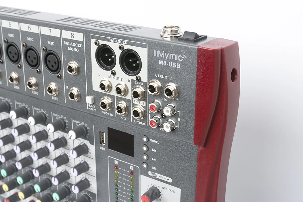 Профессиональный звуковой аудиомиксер 8 каналов 48 В Phantom Power Reverb FX DJ микширующий