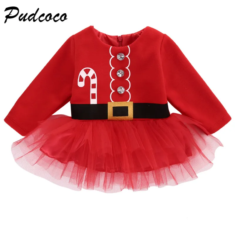 Pudcoco/красное рождественское платье-пачка для девочек зимнее платье
