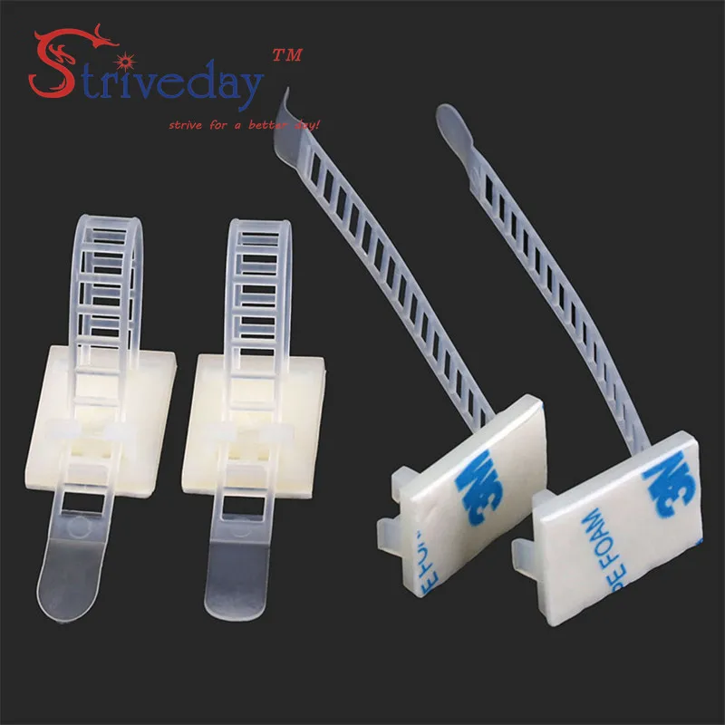 

100pcs/lot Adjustable Cable clamps wire cable Tie Mounts Environmental protection Screw holes Adhesive Beamline Ties Mounts CL-2