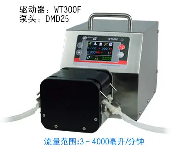 

WT300F DMD25 Интеллектуальный Дозирующий Перистальтический дозирующий насос с большим потоком, лабораторный Промышленный насос 0,4-4000 мл/мин.