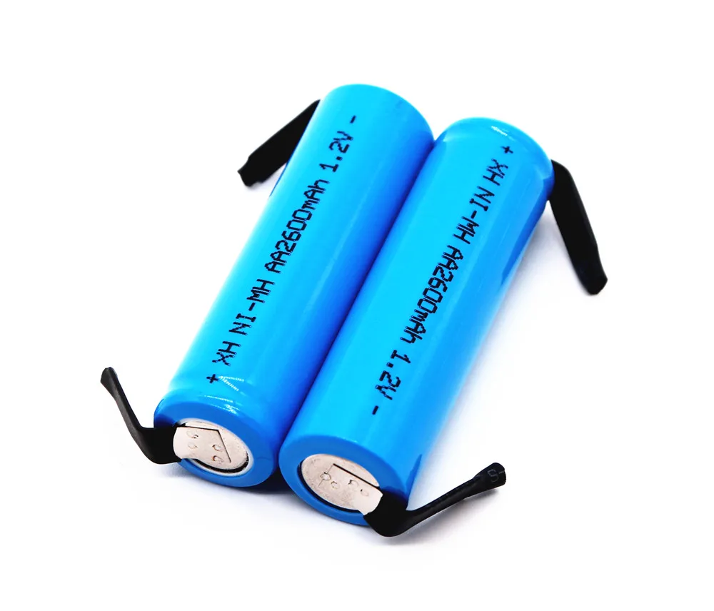 Новая перезаряжаемая батарея AA 1,2 V 2600mah AA NiMH батарея с припоями для DIY электрическая бритва зубная щетка игрушки