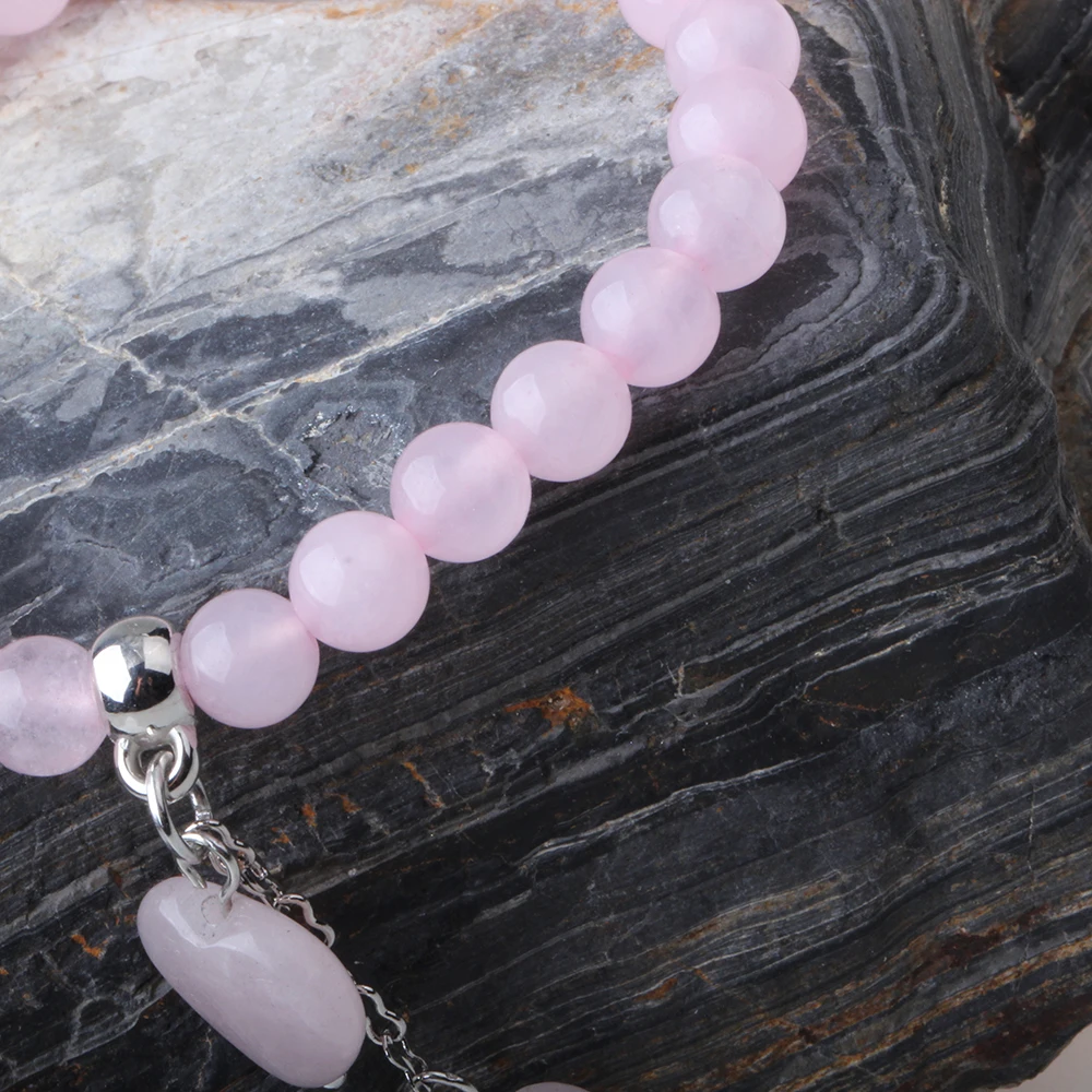 Натуральный камень браслет для женщина кулон сердце розовый Камни Бусины