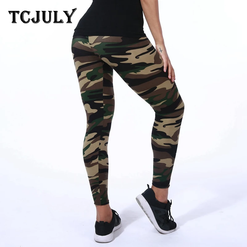 Женские камуфляжные леггинсы TCJULY эластичные по щиколотку для фитнеса в стиле
