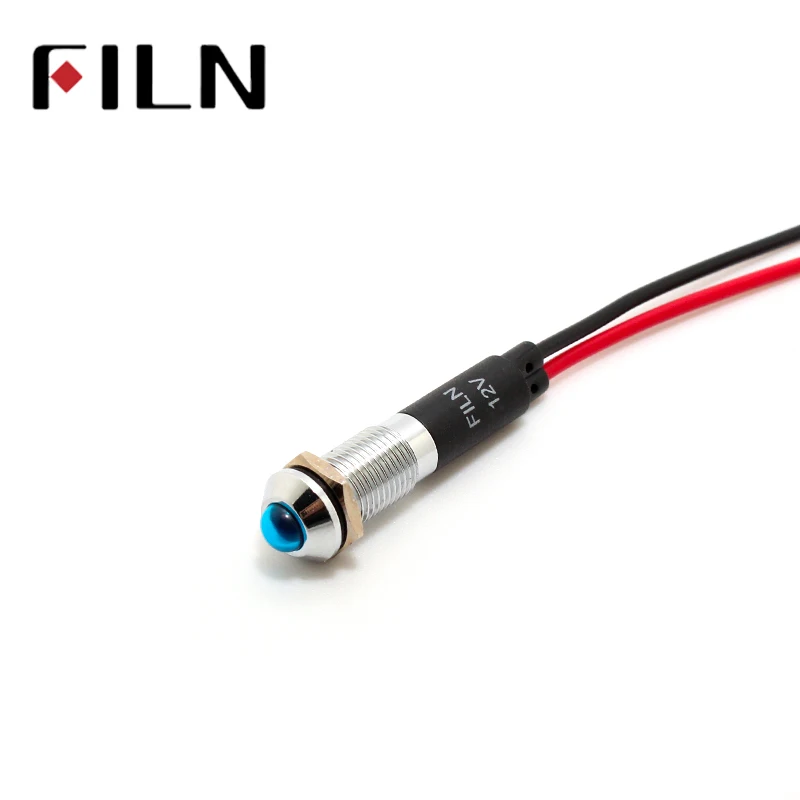 Светодиодная металлическая сигнальная лампа FILN FL1M-8SW-1 8 мм красный желтый синий