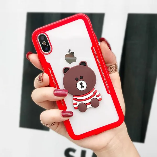 Милый мультяшный медведь чехол для телефона iPhone X XS XR Max акриловая задняя крышка 6