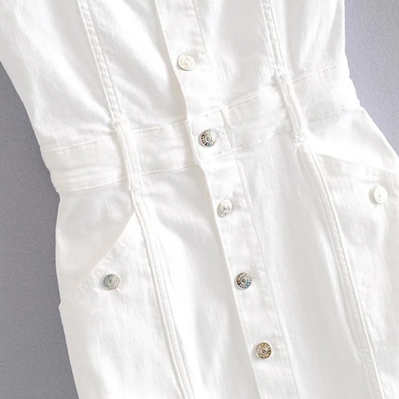 QZ204 Новое Женское приталенное платье белого цвета на подтяжках Короткое