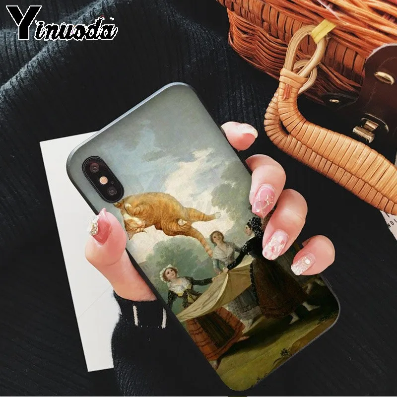 Yinuoda Забавный чехол для телефона Leonardo da Vinci Mona Lisa Pat Cat Art Apple iPhone 8 7 6 6S Plus X XS MAX 5 5S SE XR |