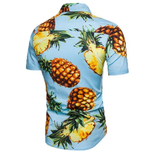 

Mens Pineapple Print Shirts Tops Casual Short Sleeve Hawaiian Beach Shirt Male Turn Down Collar Fashion Shirt Top Clothing