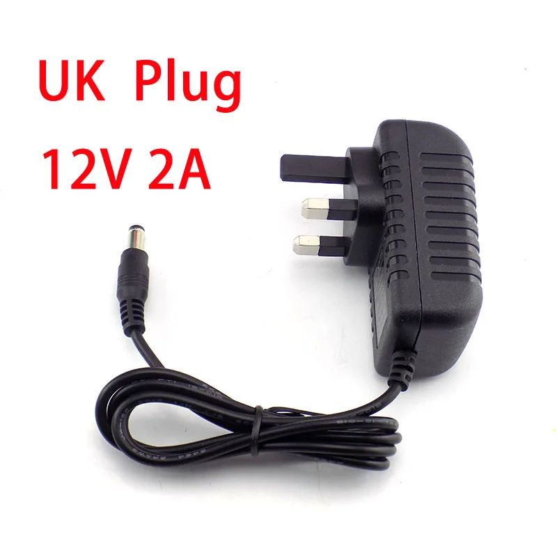 UK plug AC DC 12 В 2A 2000ma адаптер питания адаптер ЕС Великобритания AU США Штекер 5,5*2,5 мм настенное зарядное устройство для DC Мужской Женский светодиодный светильник - Цвет: UK plug
