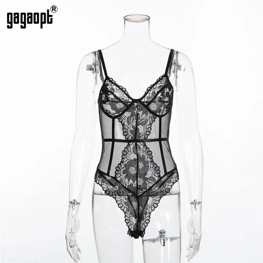 Gagaopt 2019 Кружевное боди с цветочной вышивкой женское модное сексуальное