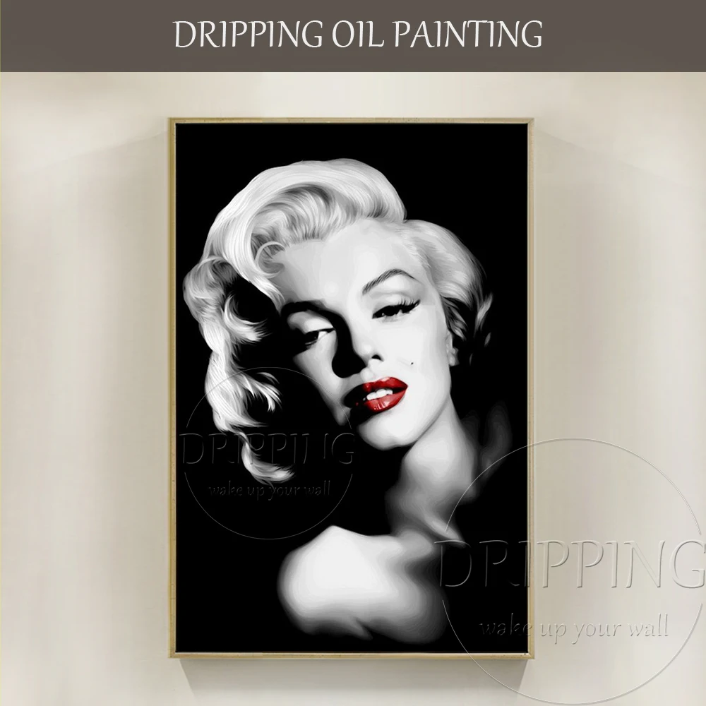 

Artist Hand-painted Luxury Wall Art Black and White Art Marilyn Monroe Portrait Oil Painting Sexy Woman Marilyn Monroe Painting