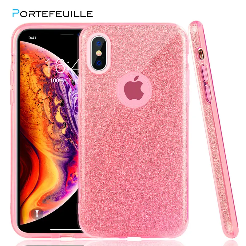 Блестящий силиконовый ударопрочный чехол для iPhone XS Max 11 Pro XR X 8 Plus 7 6 6S plus 7plus SE
