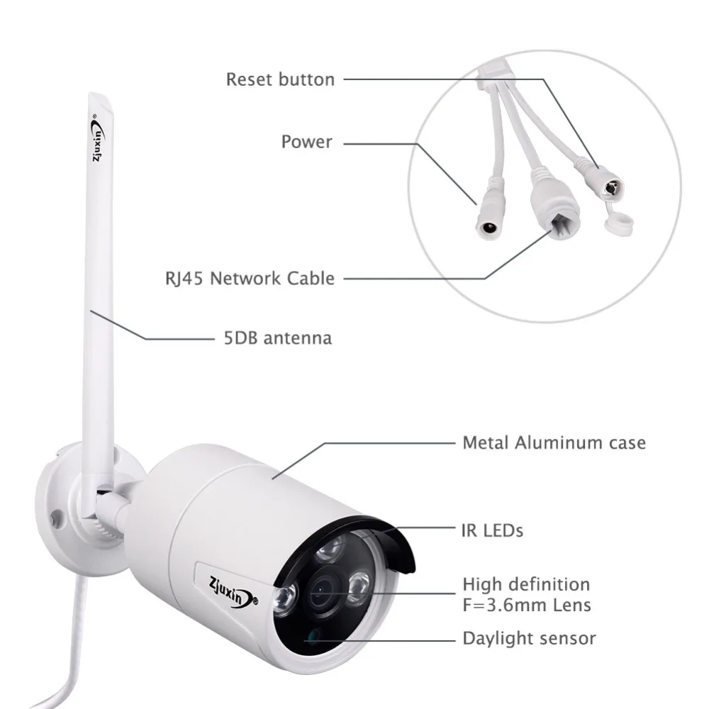 Zjuxin 1080P 2MP Wifi IP AI камера HD облачная беспроводная наружная Водонепроницаемая инфракрасная камера ночного видения с TF слотом