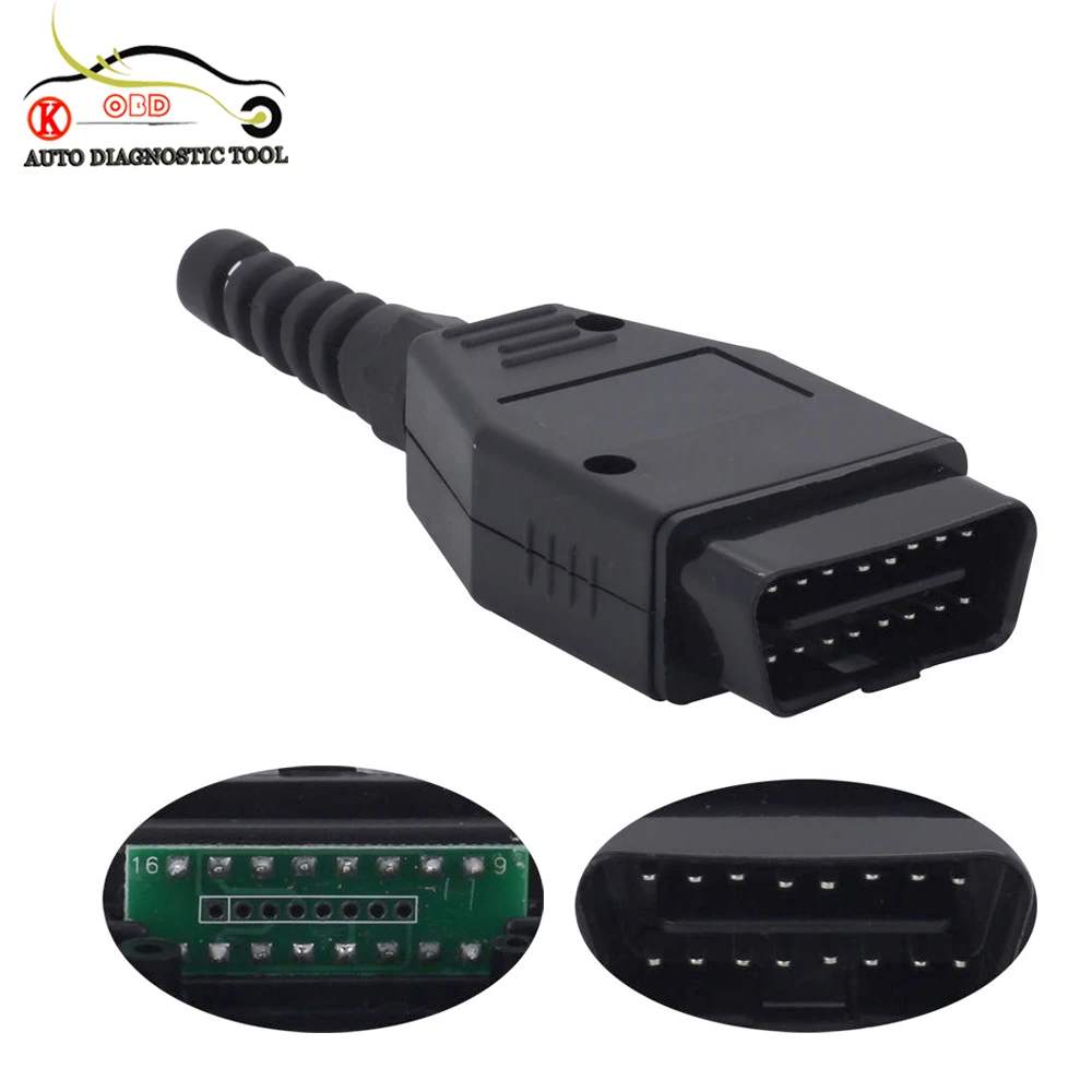 16 Булавки OBD 2 OBDII Мужской разъем адаптера подключения инструмента диагностики |