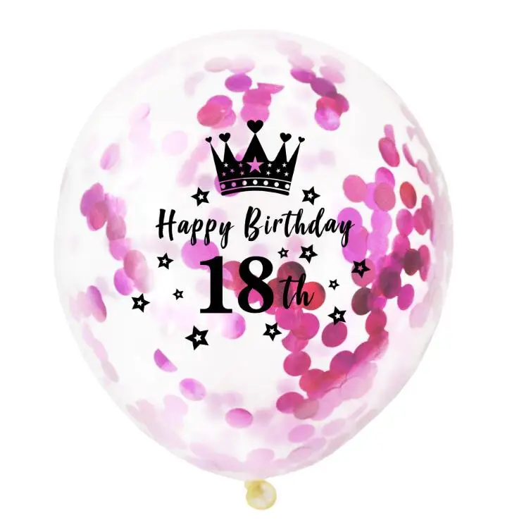 Rose Confetti 18 5 шт. 50th 30th 21th воздушный шар 12 дюймов прозрачный розовый Золотой Серебряный конфетти Корона День рождения украшения взрослый прозрачный баллоны - Цвет: Rose Confetti 18