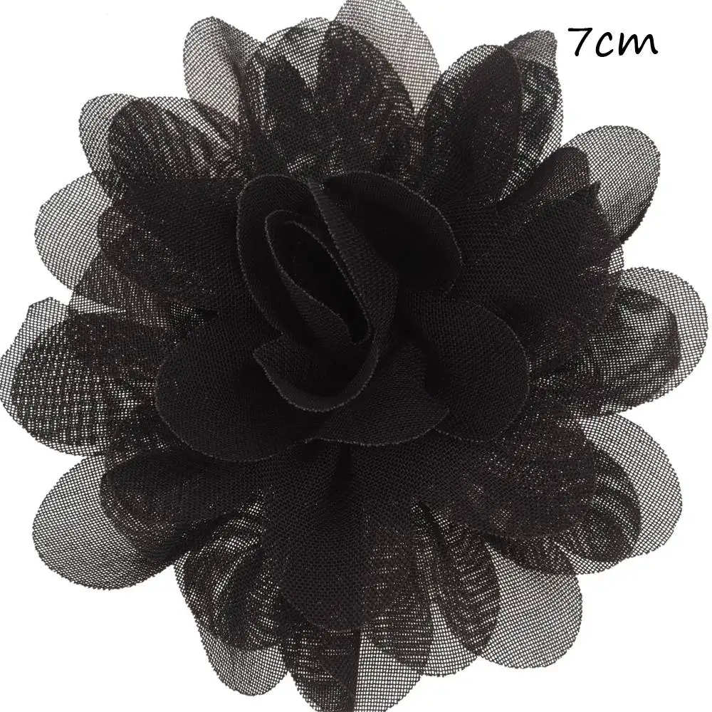 Black 15 шт. милый Шифоновый Цветок 7 см волосы цветок аксессуары для волос Подсолнух аксессуары «Единорог» не заколки для волос, волосы банты DIY аксессуары - Цвет: Black