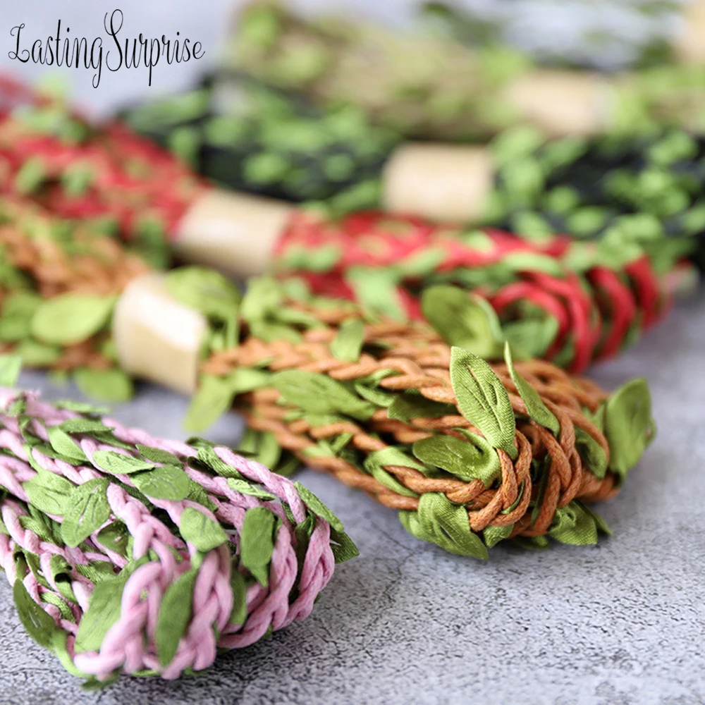 1 м пеньковая веревка с зелеными листьями украшенная веревкой DIY Висячие бирки