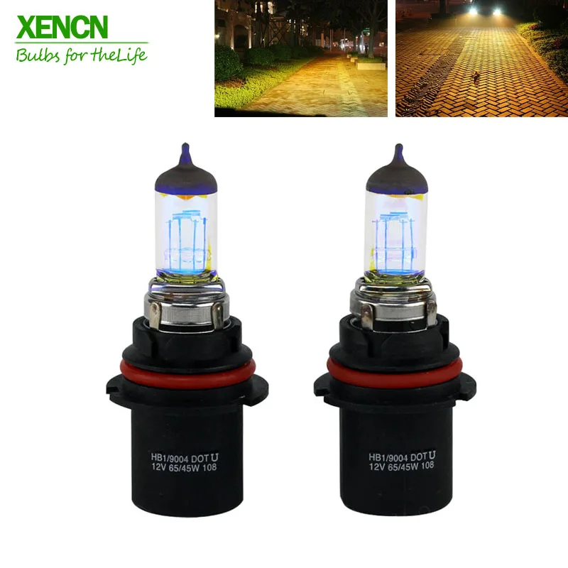 

XENCN HB1 9004 12V 65/45W 2300K Golden Eye Super Yellow Car Headlight Halogen Fog Lamp Bulb 30% More Light 75m Beam 2pcs