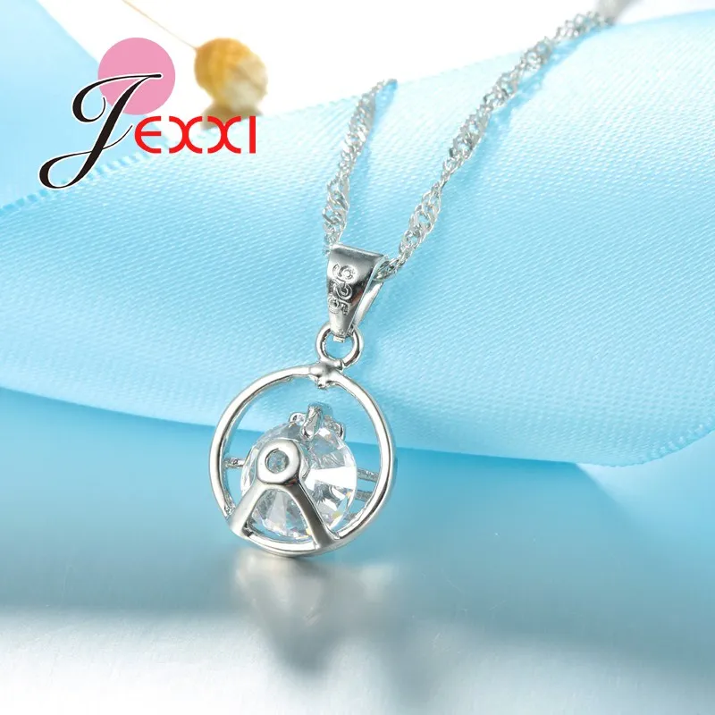 

Retro Cubic Zircon Crystal 925 Sterling Silver Bridal Wedding Jewellery Sets Hollow Out Pendant Necklaces Earrings Set