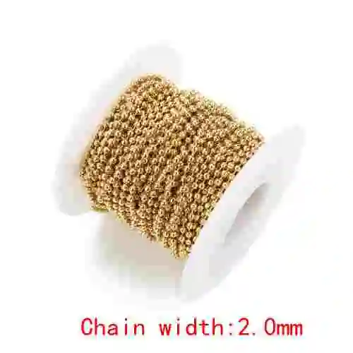 2.0mm 10 метрических ярдов/рулон натуральная Gold Over Нержавеющая сталь ожерелья из бусинок оптом для Diy браслет Цепочки и ожерелья ювелирных изделий Создание - Окраска металла: 2.0mm