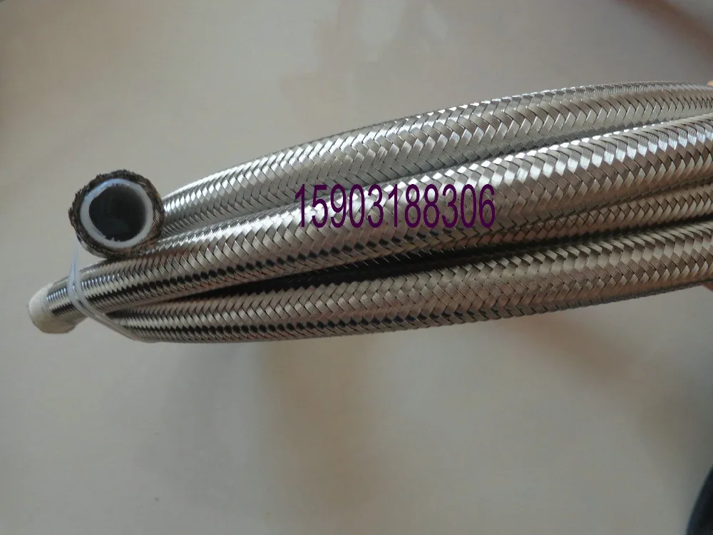 AN 6 AN6 Stainless Steel Braided PTFE Fuel Line Oil Gas Hose Silver 1M 3FT ID 8mm|Шланги и зажимы| |