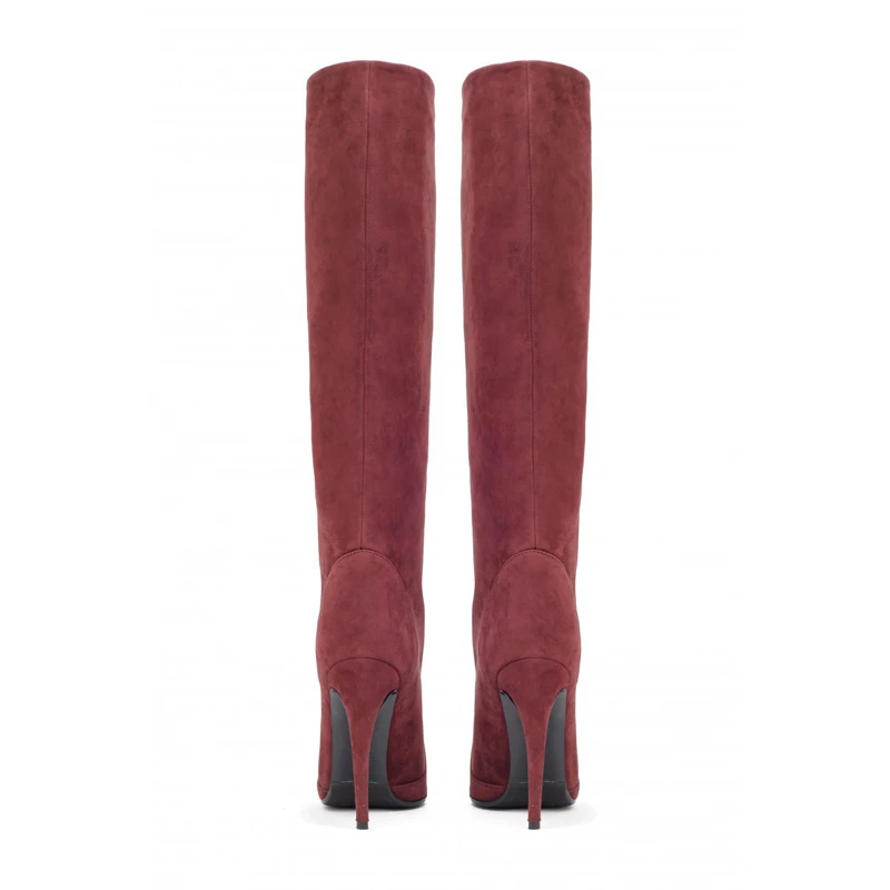 Bottes femme Nouveau/женские сапоги до колена на высоком каблуке-шпильке с острым носком; большие размеры; сезон весна-осень; женская обувь