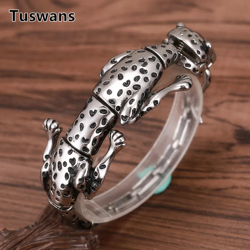 Качественный браслет с леопардовым принтом для мужчин из нержавеющей стали 316L в