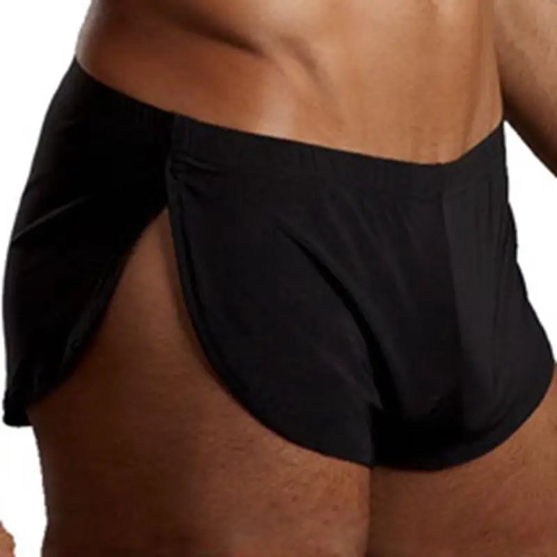 Бренд JOCKMAIL, мужское сексуальное нижнее белье, боксеры, шорты, ледяной шелк, мужские трусы для дома, ночное и нижнее белье, Гей Нижнее белье, трусы - Цвет: Черный