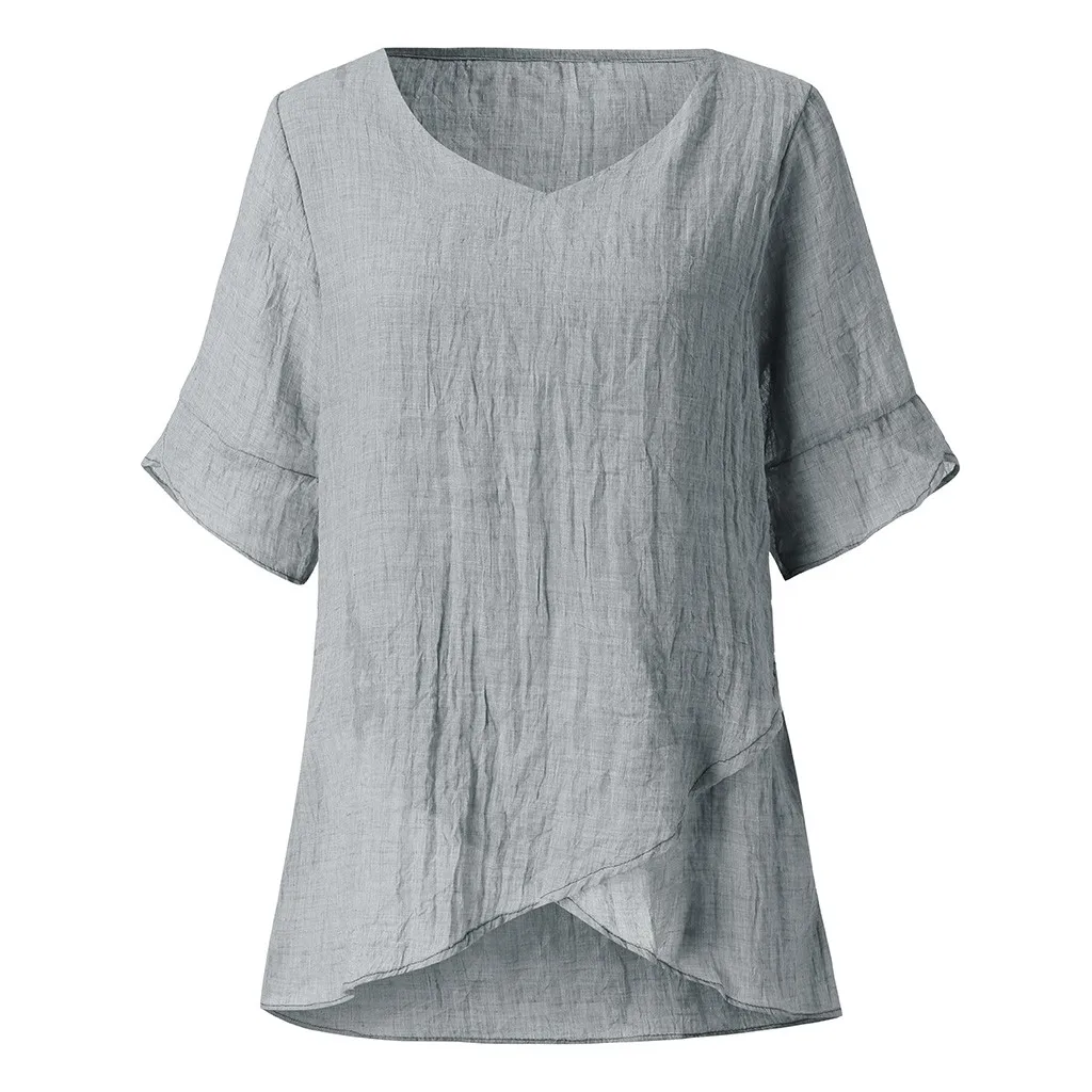 Модная женская блузка размера плюс, Женские топы и блузки shein haut femme, женские топы, летние нестандартные одноцветные топы, блузка Z4