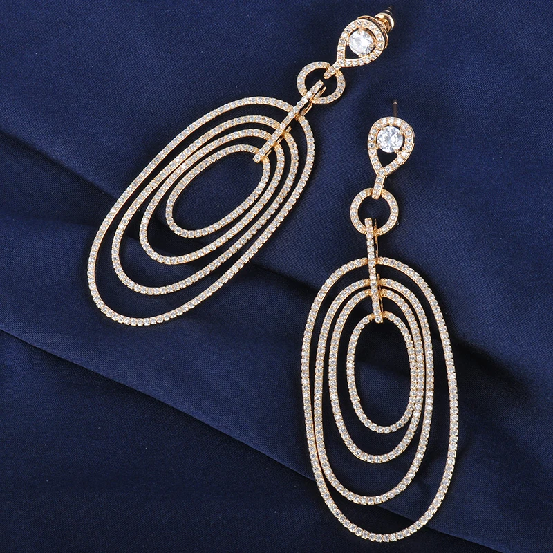 Женские серьги с фианитом GLE5292 круглые серебряным покрытием | Украшения и