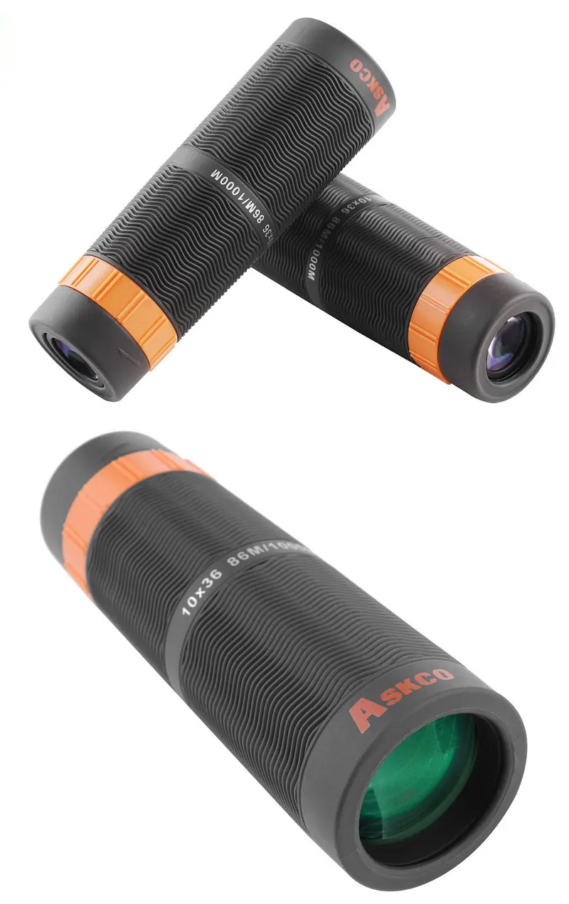 Askco мощный 10X36 HD полный азот водонепроницаемый Монокуляр телескоп Bak4 Призма бинокль телескоп с телефоном камера адаптер