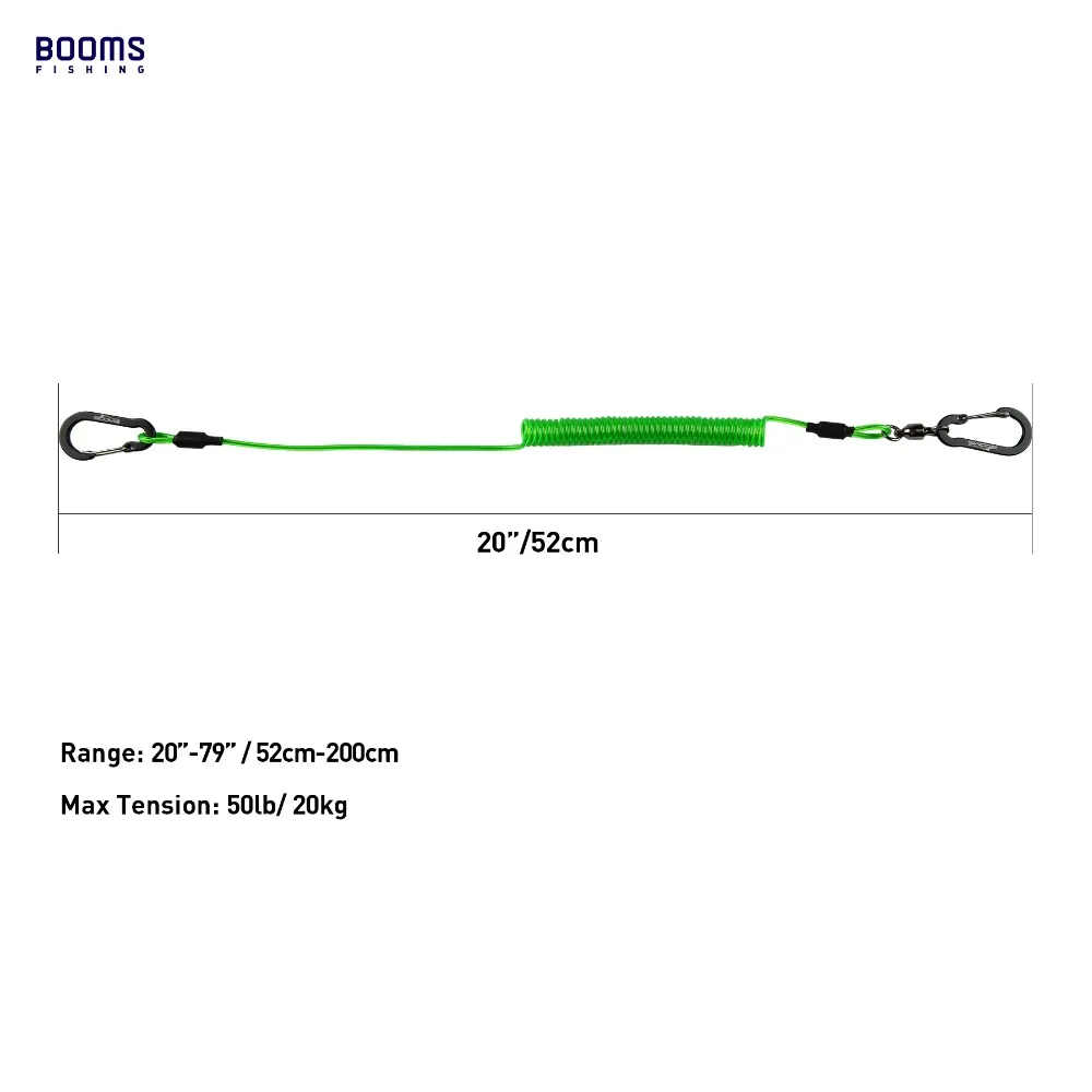Booms Fishing T02 2pcs Heavy Duty Fishing Lanyard for Boating Ropes with Camping Carabiner Secure Lock Fishing Tools Accessories