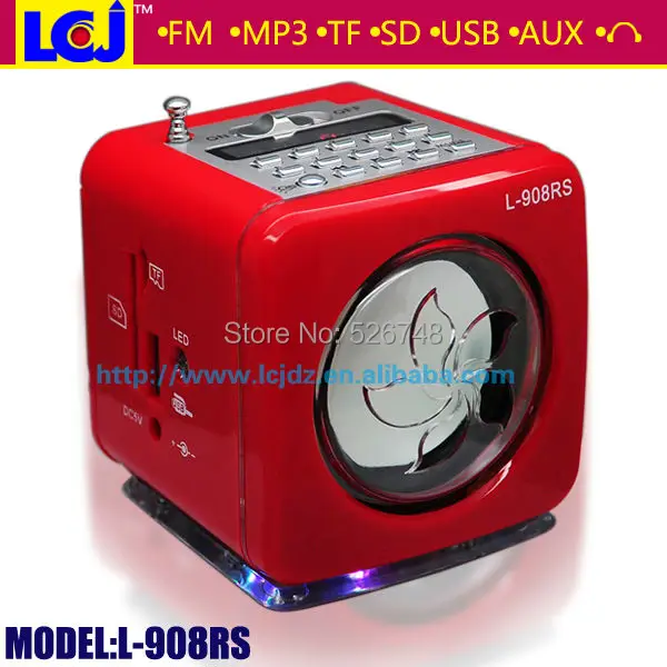 Бесплатная доставка заводская цена L-908RS hi fi портативный мини динамик MP3-плеер с FM